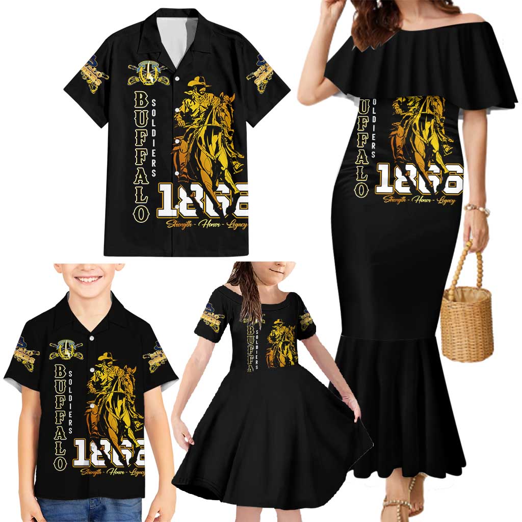 Buffalo Soldiers Strength Honor Legacy Family Matching Mermaid Dress and Hawaiian Shirt African-American Cavalry Tribute - Wonder Print Shop