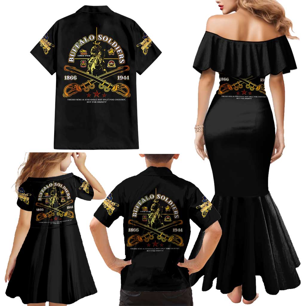 Buffalo Soldiers Strength Honor Legacy Family Matching Mermaid Dress and Hawaiian Shirt African-American Cavalry Tribute - Wonder Print Shop