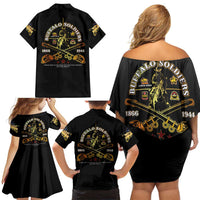 Buffalo Soldiers Strength Honor Legacy Family Matching Off Shoulder Short Dress and Hawaiian Shirt African-American Cavalry Tribute - Wonder Print Shop