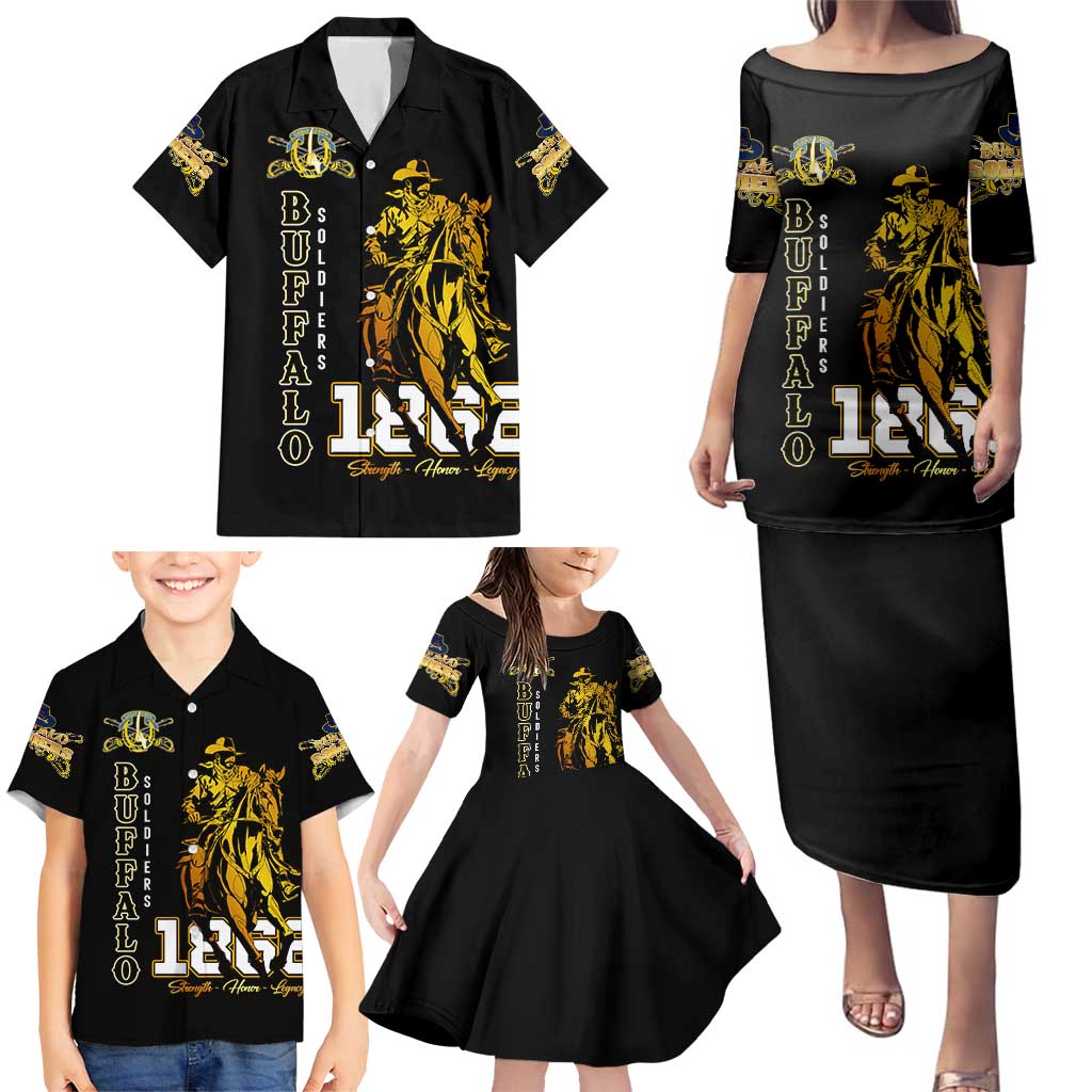 Buffalo Soldiers Strength Honor Legacy Family Matching Puletasi and Hawaiian Shirt African-American Cavalry Tribute - Wonder Print Shop