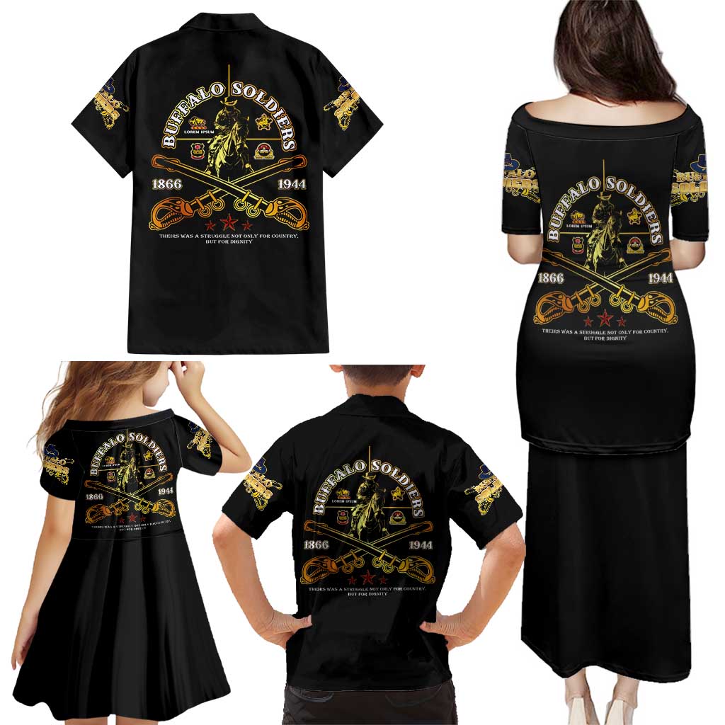Buffalo Soldiers Strength Honor Legacy Family Matching Puletasi and Hawaiian Shirt African-American Cavalry Tribute - Wonder Print Shop