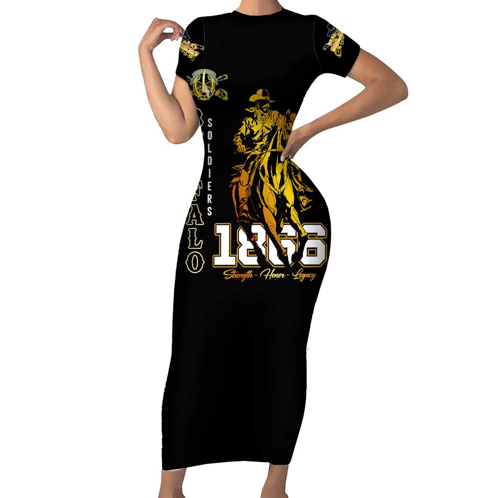 Buffalo Soldiers Strength Honor Legacy Family Matching Short Sleeve Bodycon Dress and Hawaiian Shirt African-American Cavalry Tribute - Wonder Print Shop