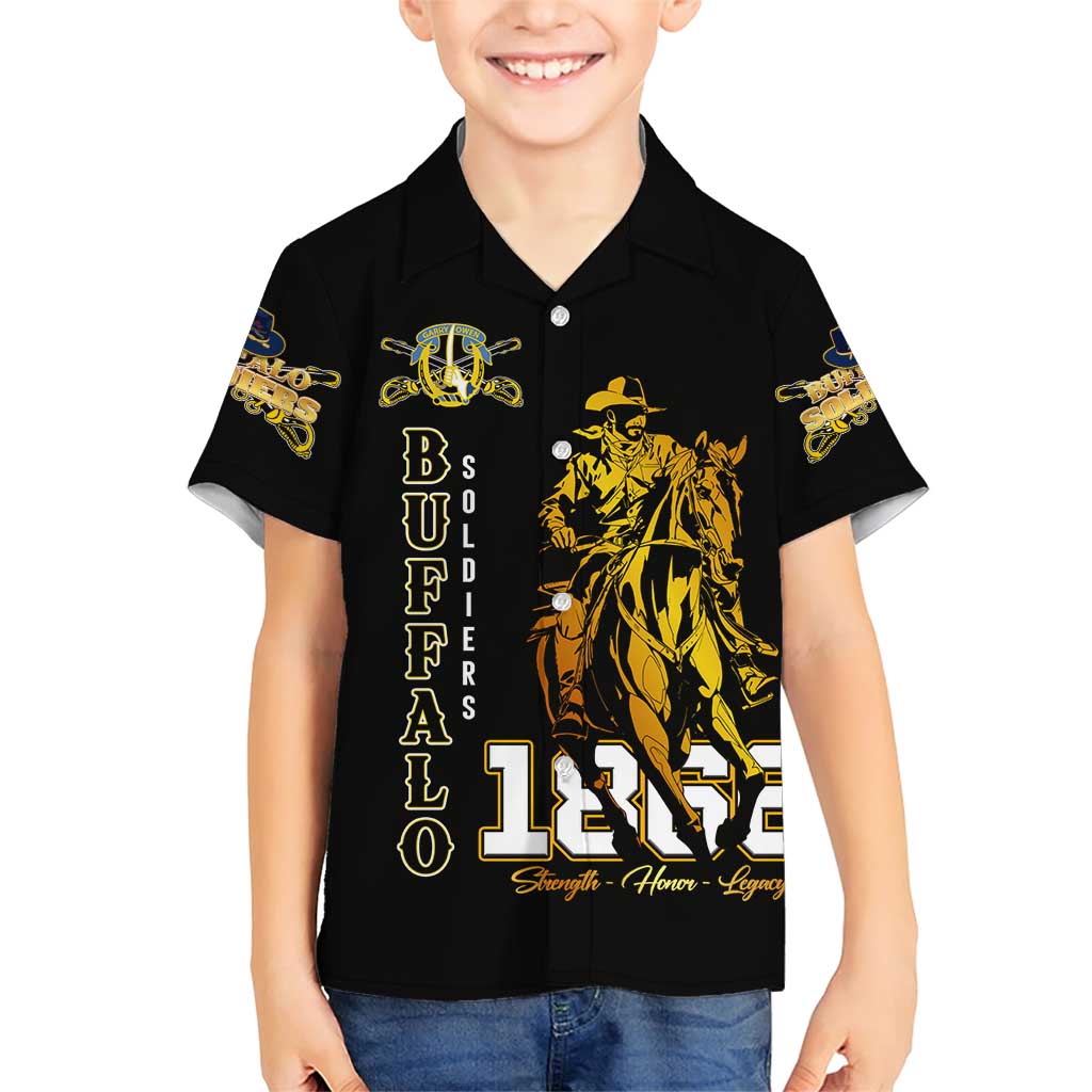 Buffalo Soldiers Strength Honor Legacy Family Matching Short Sleeve Bodycon Dress and Hawaiian Shirt African-American Cavalry Tribute - Wonder Print Shop