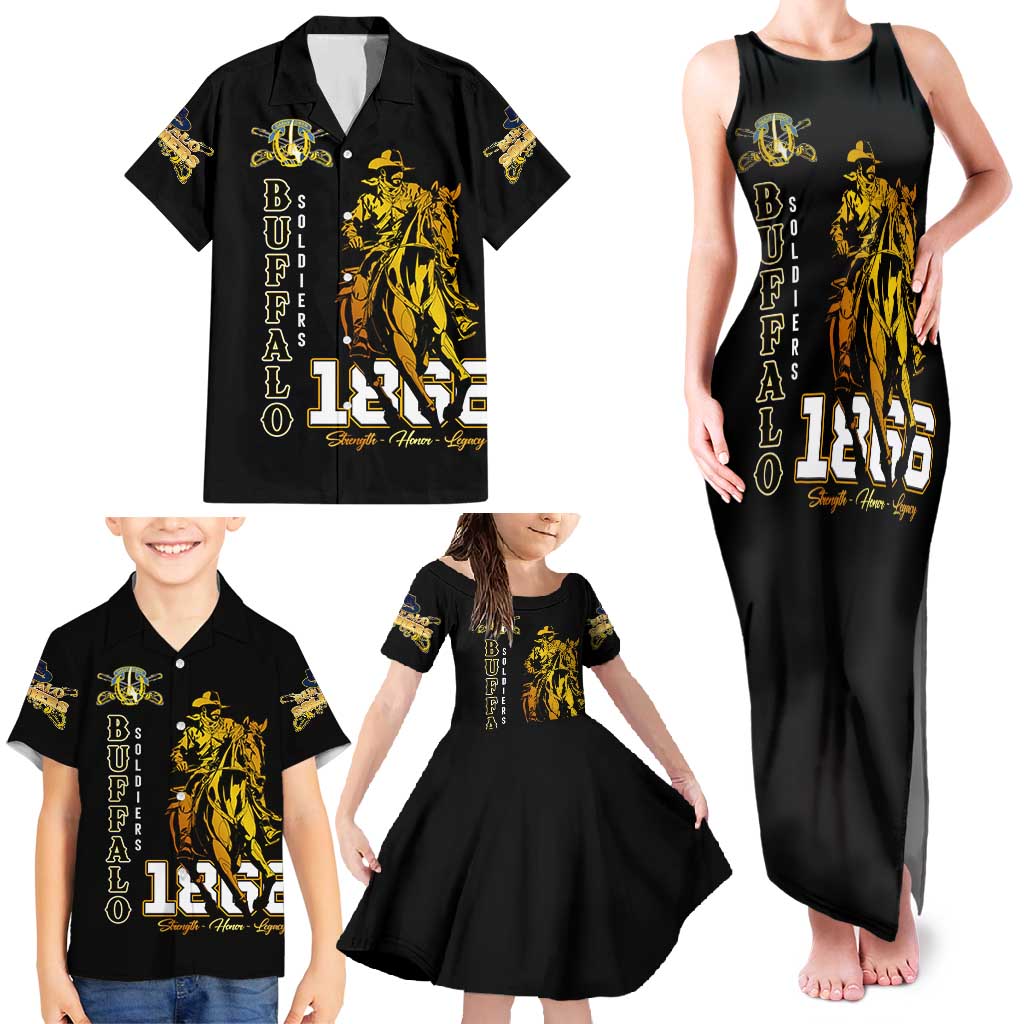 Buffalo Soldiers Strength Honor Legacy Family Matching Tank Maxi Dress and Hawaiian Shirt African-American Cavalry Tribute - Wonder Print Shop