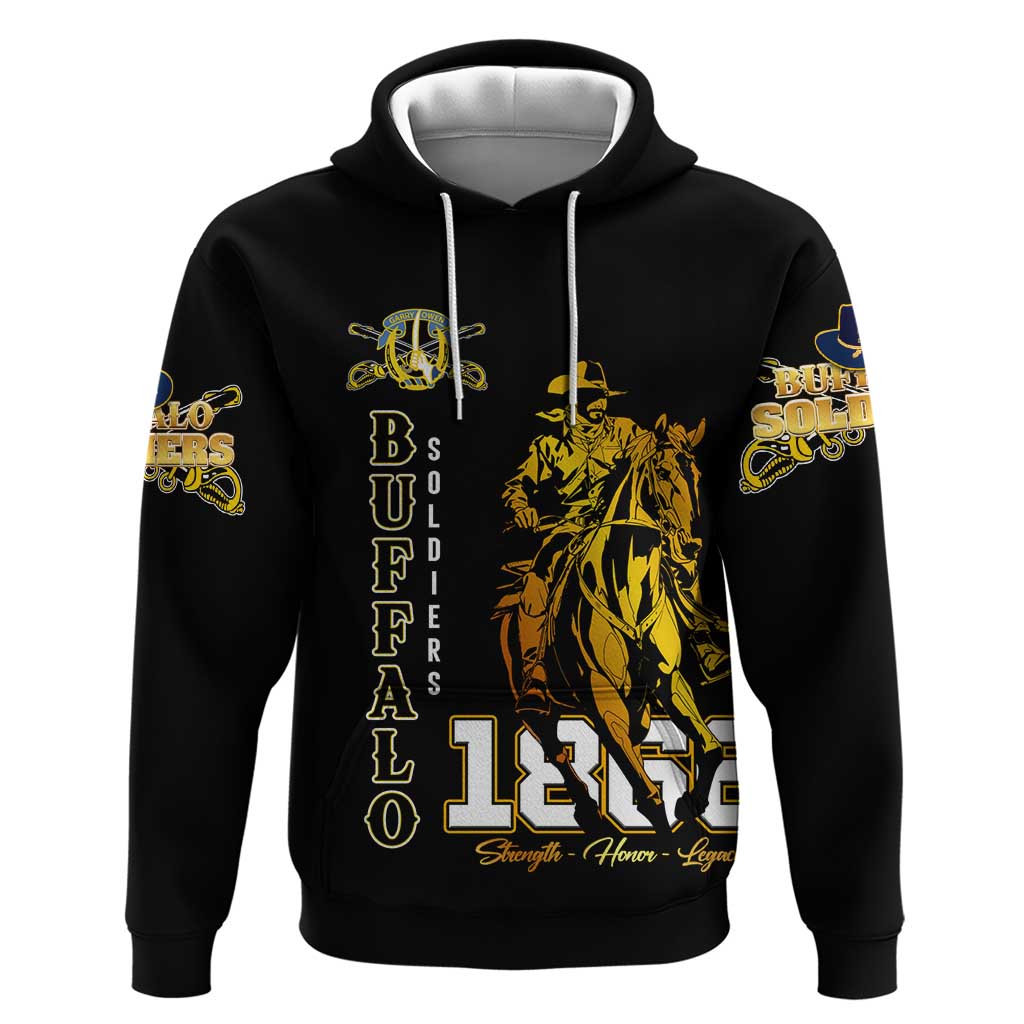 Buffalo Soldiers Strength Honor Legacy Hoodie African-American Cavalry Tribute - Wonder Print Shop