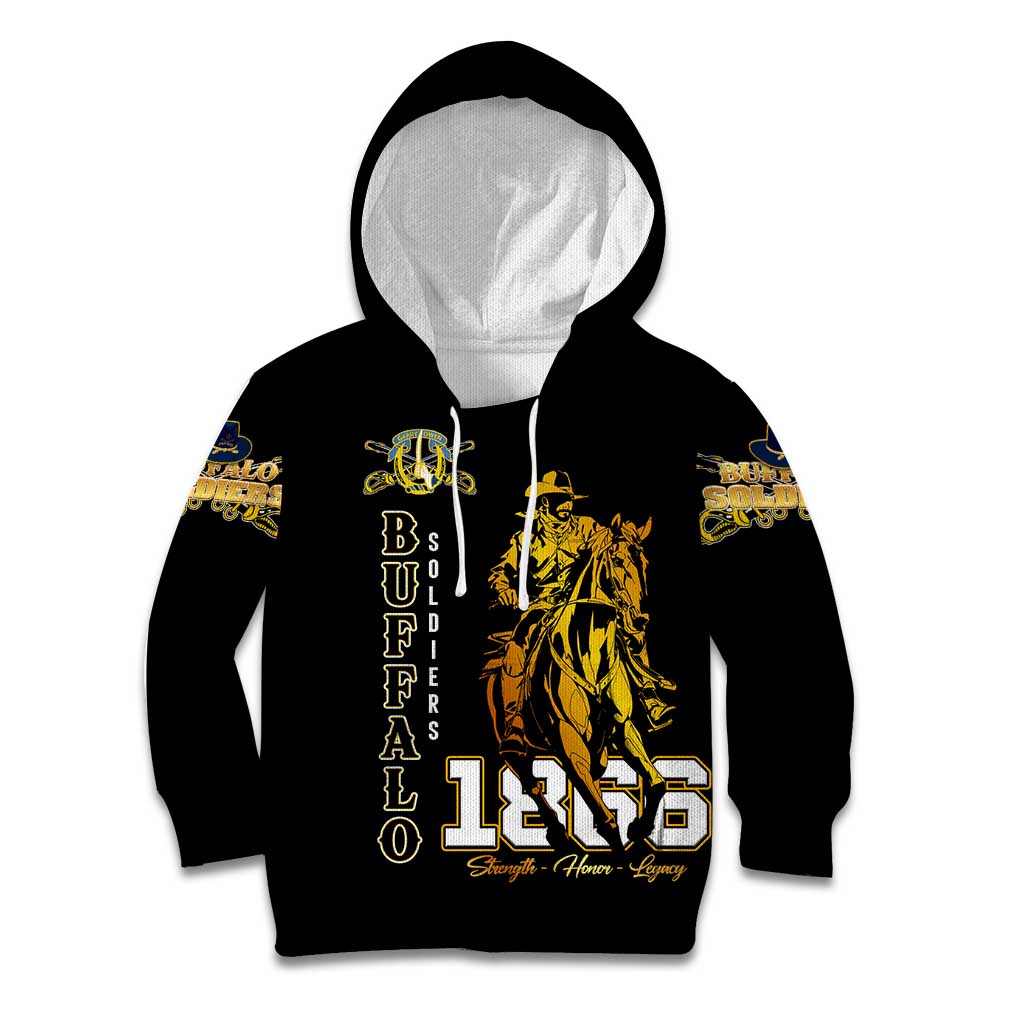 Buffalo Soldiers Strength Honor Legacy Kid Hoodie African-American Cavalry Tribute - Wonder Print Shop
