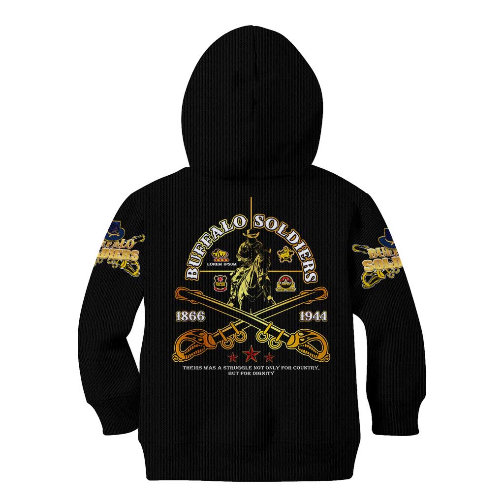 Buffalo Soldiers Strength Honor Legacy Kid Hoodie African-American Cavalry Tribute - Wonder Print Shop