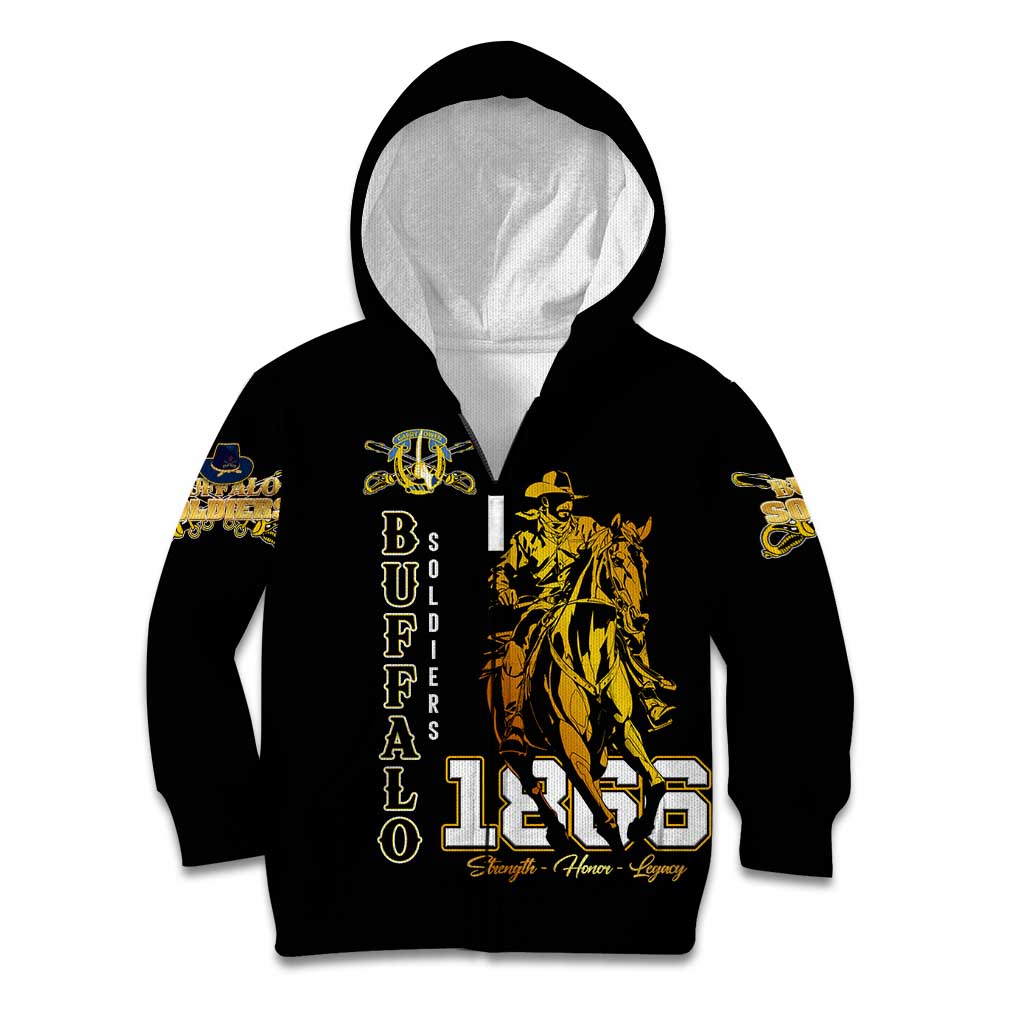 Buffalo Soldiers Strength Honor Legacy Kid Hoodie African-American Cavalry Tribute - Wonder Print Shop
