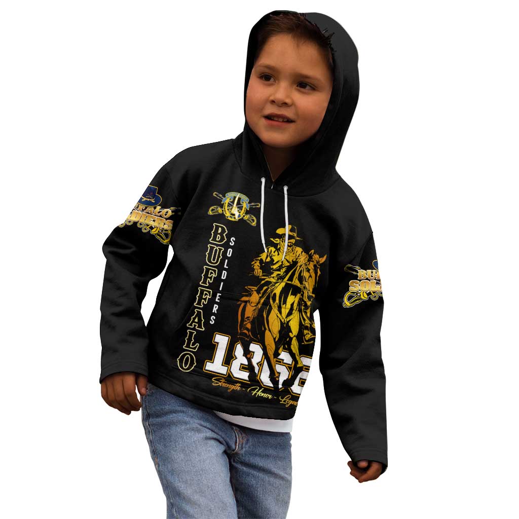 Buffalo Soldiers Strength Honor Legacy Kid Hoodie African-American Cavalry Tribute - Wonder Print Shop