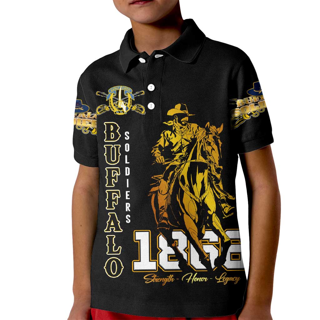 Buffalo Soldiers Strength Honor Legacy Kid Polo Shirt African-American Cavalry Tribute - Wonder Print Shop