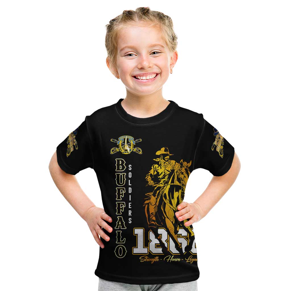 Buffalo Soldiers Strength Honor Legacy Kid T Shirt African-American Cavalry Tribute - Wonder Print Shop
