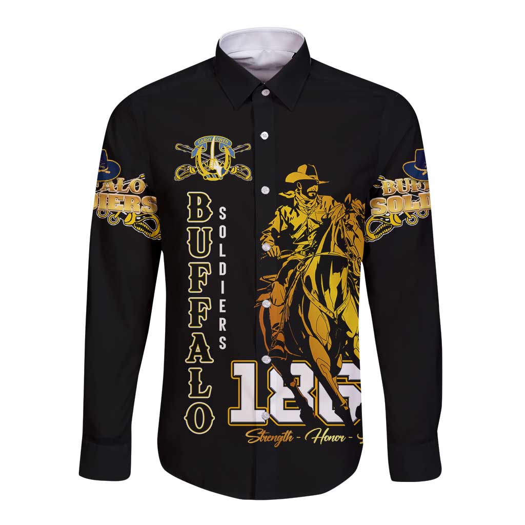 Buffalo Soldiers Strength Honor Legacy Long Sleeve Button Shirt African-American Cavalry Tribute - Wonder Print Shop