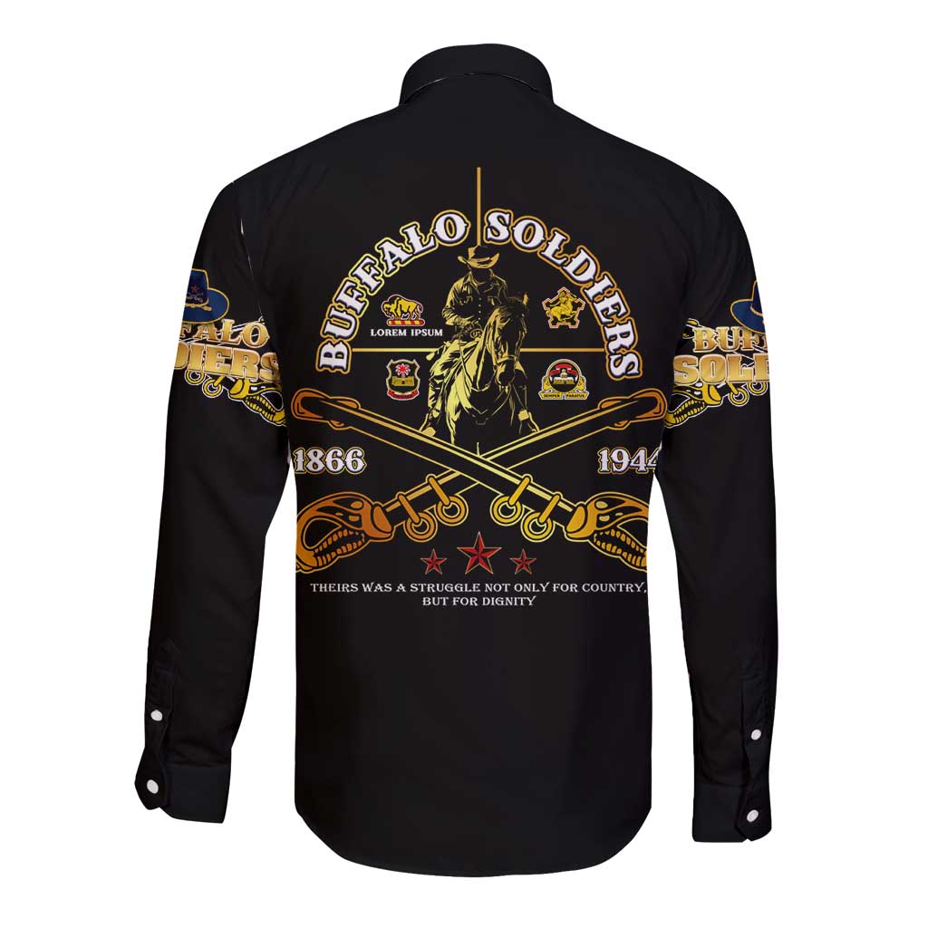 Buffalo Soldiers Strength Honor Legacy Long Sleeve Button Shirt African-American Cavalry Tribute - Wonder Print Shop
