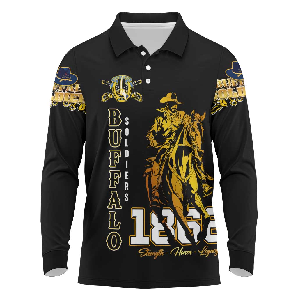 Buffalo Soldiers Strength Honor Legacy Long Sleeve Polo Shirt African-American Cavalry Tribute - Wonder Print Shop