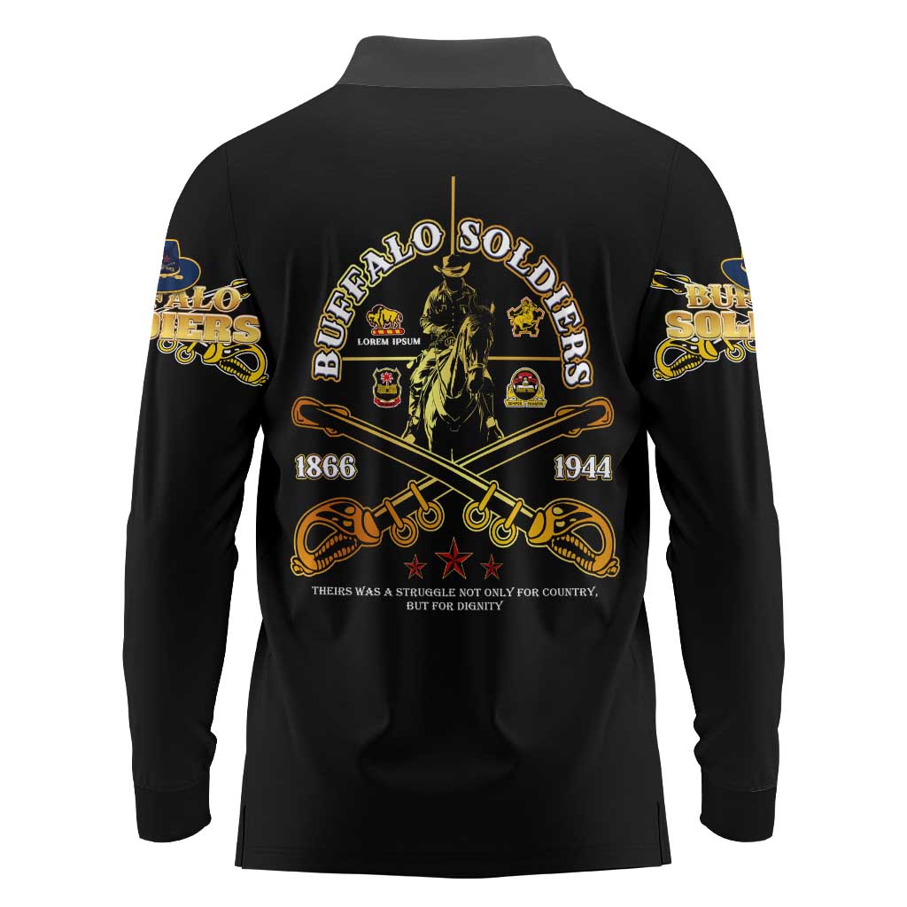 Buffalo Soldiers Strength Honor Legacy Long Sleeve Polo Shirt African-American Cavalry Tribute - Wonder Print Shop