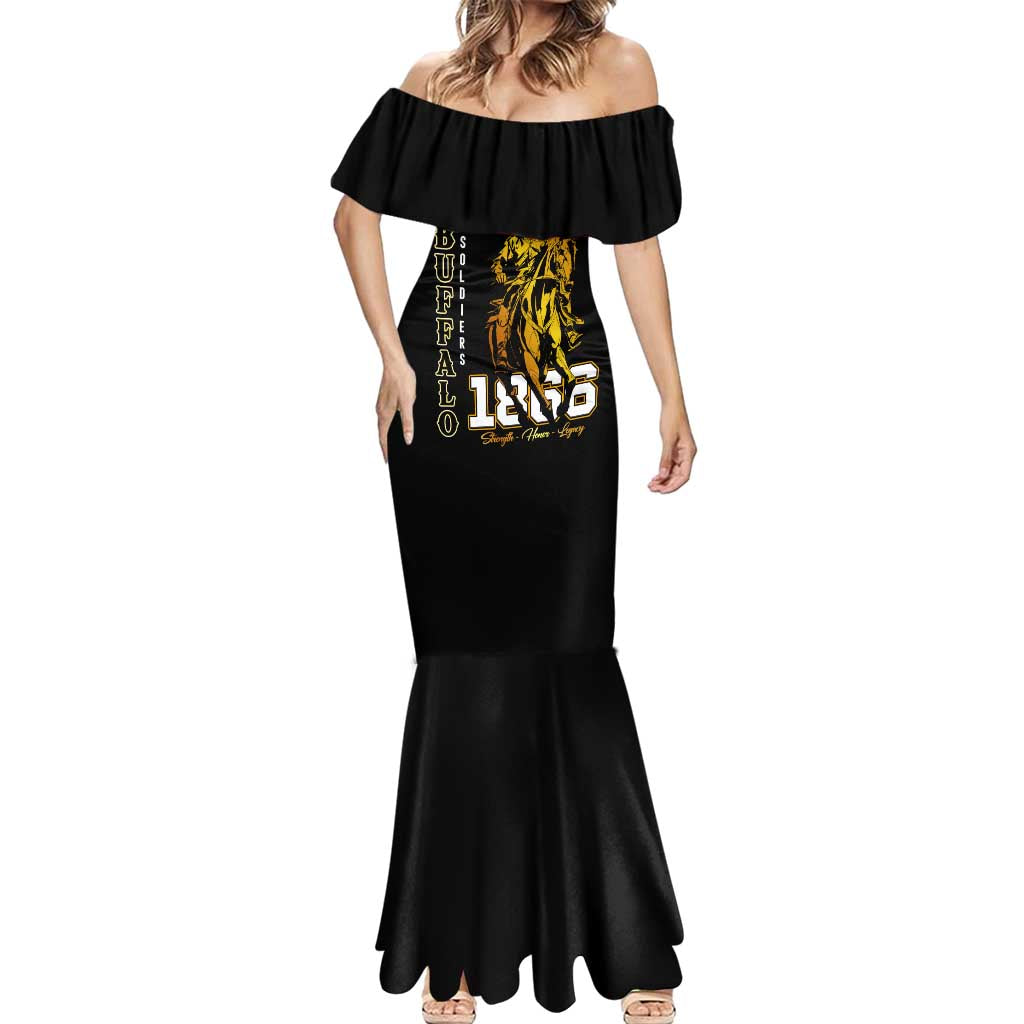 Buffalo Soldiers Strength Honor Legacy Mermaid Dress African-American Cavalry Tribute - Wonder Print Shop