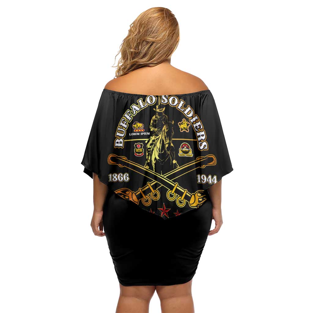 Buffalo Soldiers Strength Honor Legacy Off Shoulder Short Dress African-American Cavalry Tribute - Wonder Print Shop