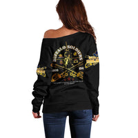 Buffalo Soldiers Strength Honor Legacy Off Shoulder Sweater African-American Cavalry Tribute - Wonder Print Shop