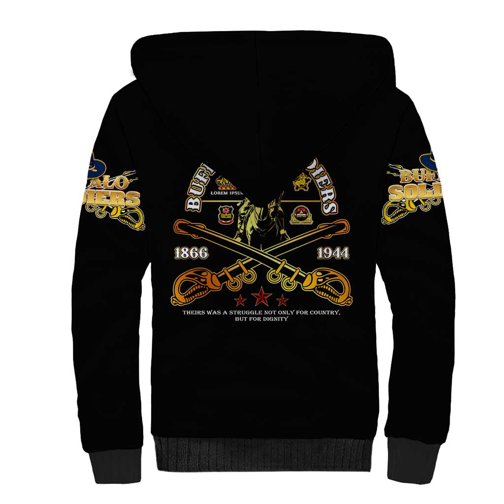 Buffalo Soldiers Strength Honor Legacy Sherpa Hoodie African-American Cavalry Tribute - Wonder Print Shop