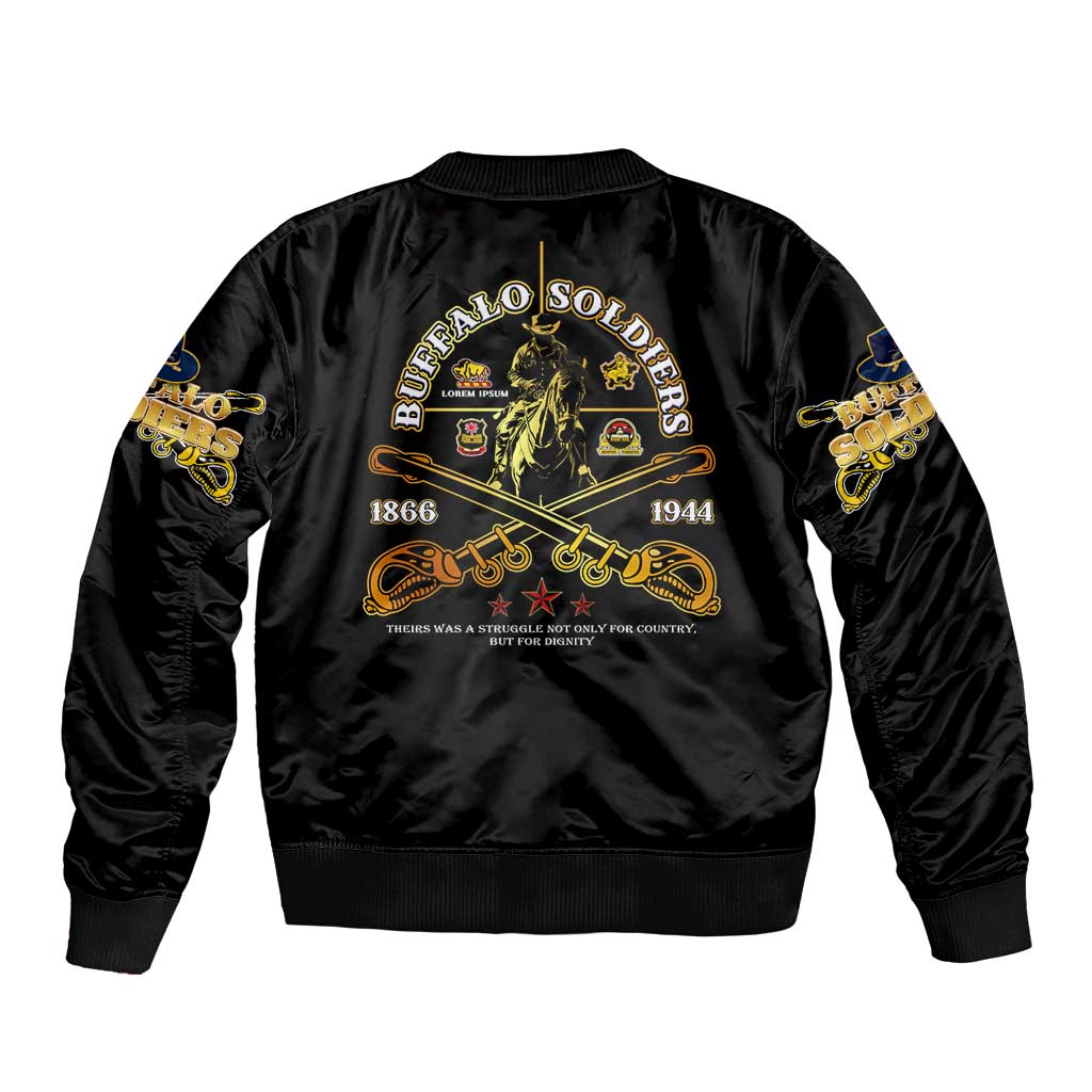 Buffalo Soldiers Strength Honor Legacy Sleeve Zip Bomber Jacket African-American Cavalry Tribute - Wonder Print Shop