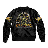 Buffalo Soldiers Strength Honor Legacy Sleeve Zip Bomber Jacket African-American Cavalry Tribute - Wonder Print Shop
