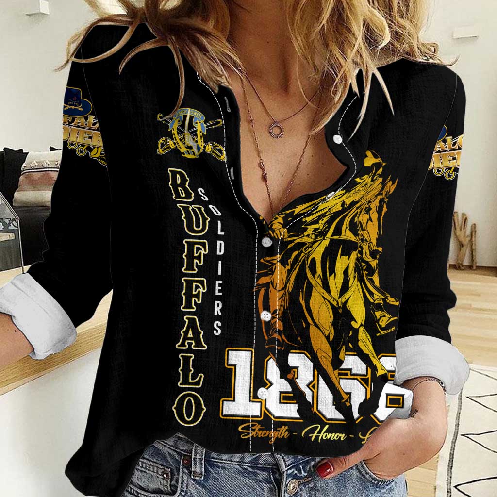 Buffalo Soldiers Strength Honor Legacy Women Casual Shirt African-American Cavalry Tribute - Wonder Print Shop