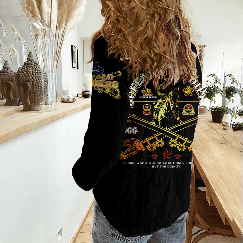Buffalo Soldiers Strength Honor Legacy Women Casual Shirt African-American Cavalry Tribute - Wonder Print Shop