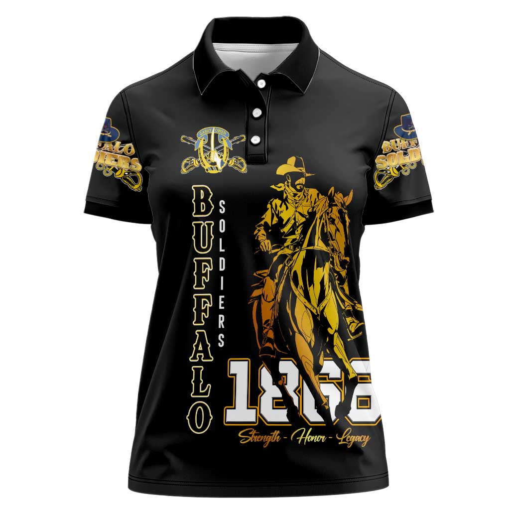 Buffalo Soldiers Strength Honor Legacy Women Polo Shirt African-American Cavalry Tribute - Wonder Print Shop