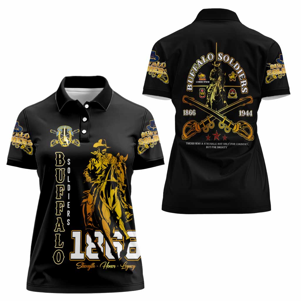 Buffalo Soldiers Strength Honor Legacy Women Polo Shirt African-American Cavalry Tribute - Wonder Print Shop