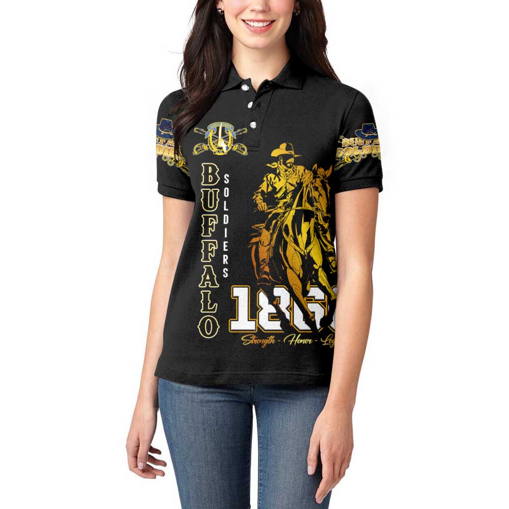 Buffalo Soldiers Strength Honor Legacy Women Polo Shirt African-American Cavalry Tribute - Wonder Print Shop