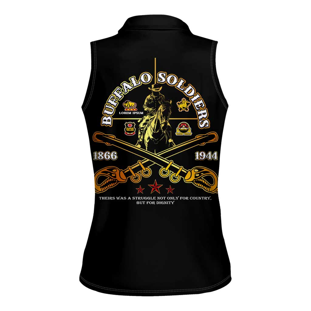 Buffalo Soldiers Strength Honor Legacy Women Sleeveless Polo Shirt African-American Cavalry Tribute - Wonder Print Shop