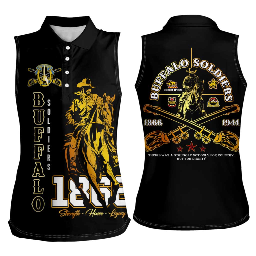Buffalo Soldiers Strength Honor Legacy Women Sleeveless Polo Shirt African-American Cavalry Tribute - Wonder Print Shop