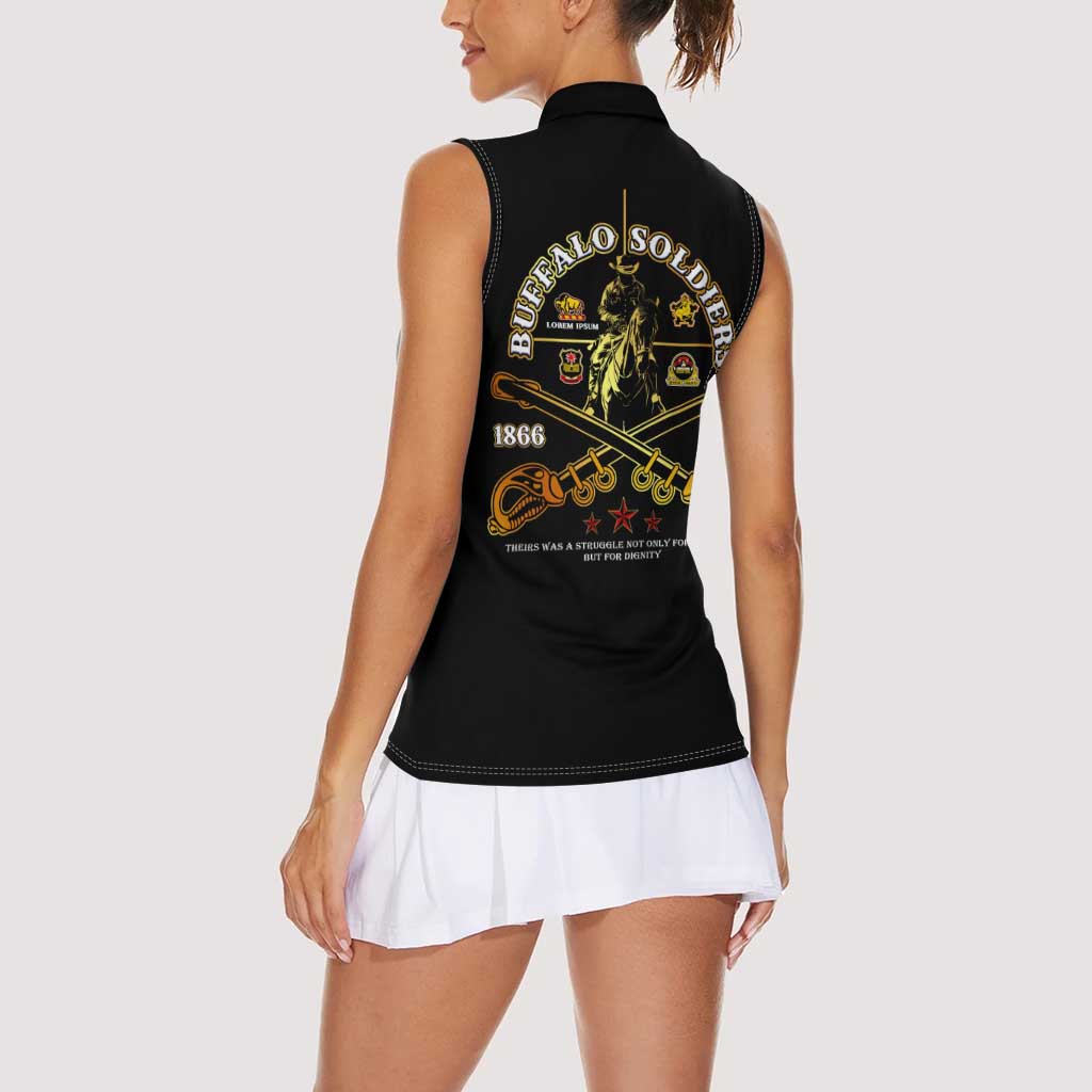 Buffalo Soldiers Strength Honor Legacy Women Sleeveless Polo Shirt African-American Cavalry Tribute - Wonder Print Shop