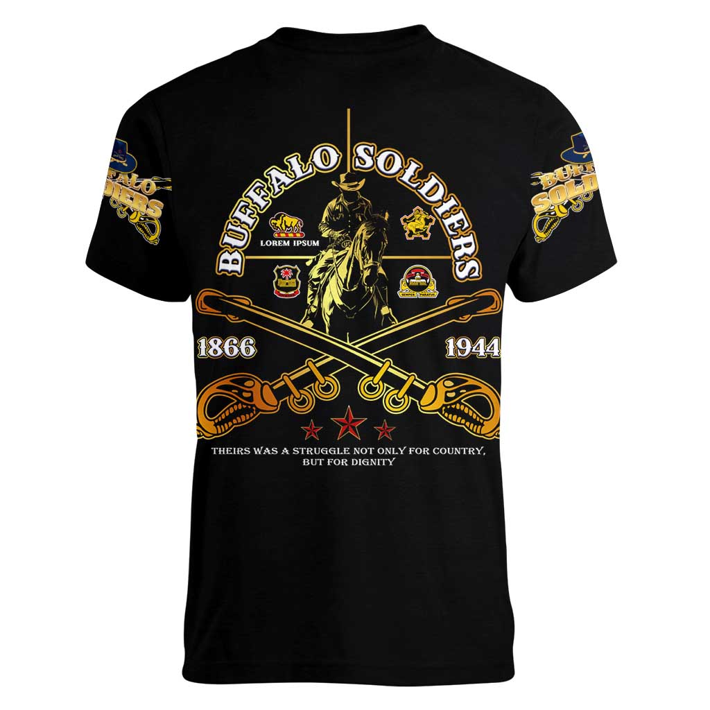 Buffalo Soldiers Strength Honor Legacy Women V-Neck T-Shirt African-American Cavalry Tribute - Wonder Print Shop