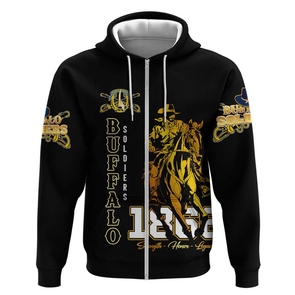 Buffalo Soldiers Strength Honor Legacy Zip Hoodie African-American Cavalry Tribute - Wonder Print Shop