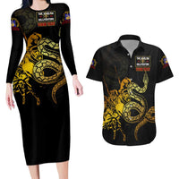 369 – A Symbol Of Valor And Dignity Couples Matching Long Sleeve Bodycon Dress and Hawaiian Shirt - Wonder Print Shop