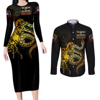 369 – A Symbol Of Valor And Dignity Couples Matching Long Sleeve Bodycon Dress and Long Sleeve Button Shirt - Wonder Print Shop