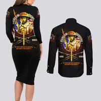 369 – A Symbol Of Valor And Dignity Couples Matching Long Sleeve Bodycon Dress and Long Sleeve Button Shirt - Wonder Print Shop