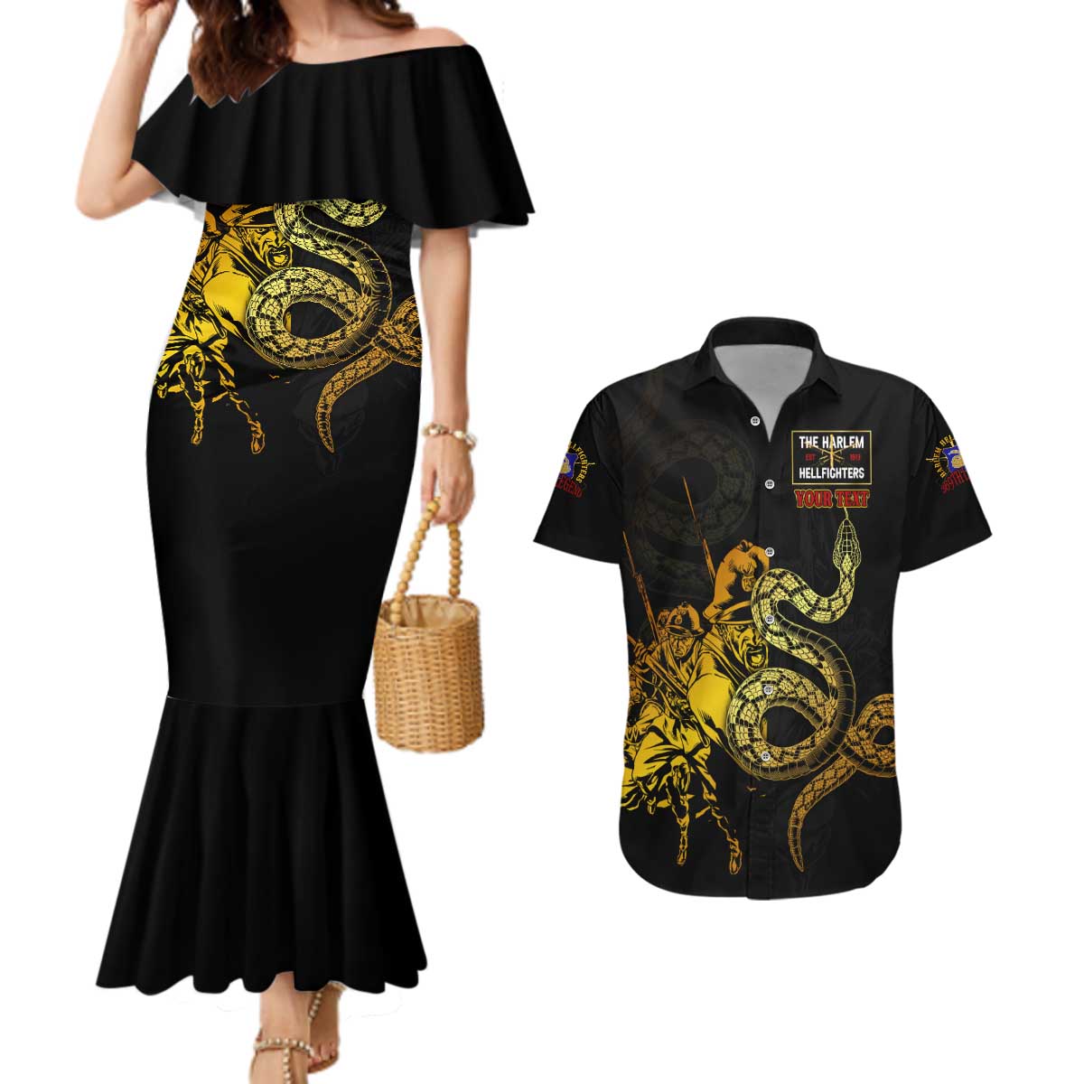 369 – A Symbol Of Valor And Dignity Couples Matching Mermaid Dress and Hawaiian Shirt - Wonder Print Shop