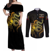 369 – A Symbol Of Valor And Dignity Couples Matching Off Shoulder Maxi Dress and Long Sleeve Button Shirt - Wonder Print Shop