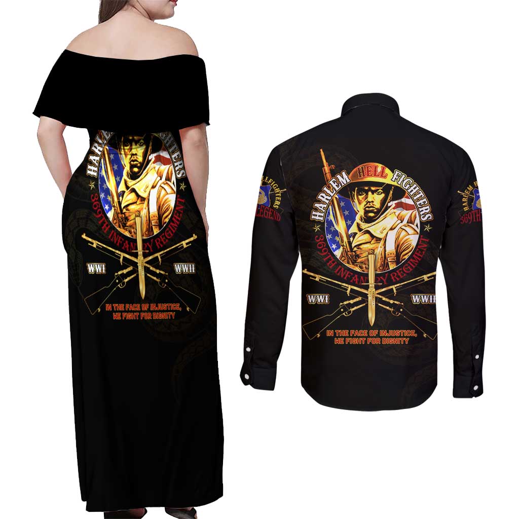 369 – A Symbol Of Valor And Dignity Couples Matching Off Shoulder Maxi Dress and Long Sleeve Button Shirt - Wonder Print Shop