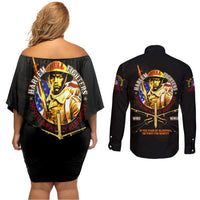 369 – A Symbol Of Valor And Dignity Couples Matching Off Shoulder Short Dress and Long Sleeve Button Shirt - Wonder Print Shop