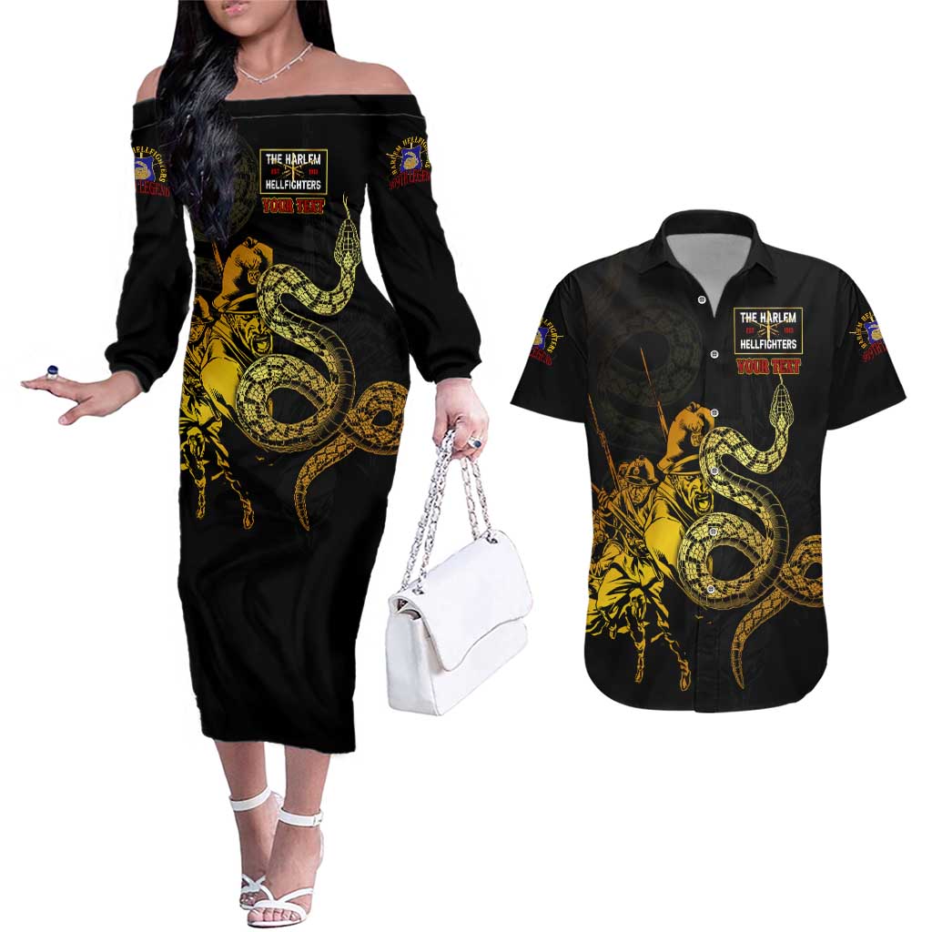 369 – A Symbol Of Valor And Dignity Couples Matching Off The Shoulder Long Sleeve Dress and Hawaiian Shirt - Wonder Print Shop