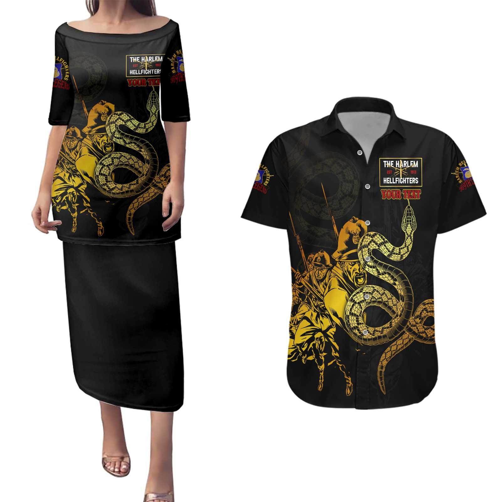 369 – A Symbol Of Valor And Dignity Couples Matching Puletasi and Hawaiian Shirt - Wonder Print Shop