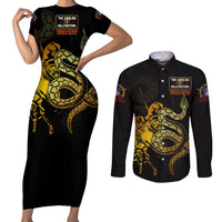 369 – A Symbol Of Valor And Dignity Couples Matching Short Sleeve Bodycon Dress and Long Sleeve Button Shirt - Wonder Print Shop