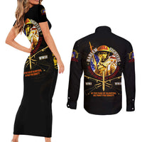 369 – A Symbol Of Valor And Dignity Couples Matching Short Sleeve Bodycon Dress and Long Sleeve Button Shirt - Wonder Print Shop