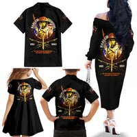 369 – A Symbol Of Valor And Dignity Family Matching Off The Shoulder Long Sleeve Dress and Hawaiian Shirt - Wonder Print Shop