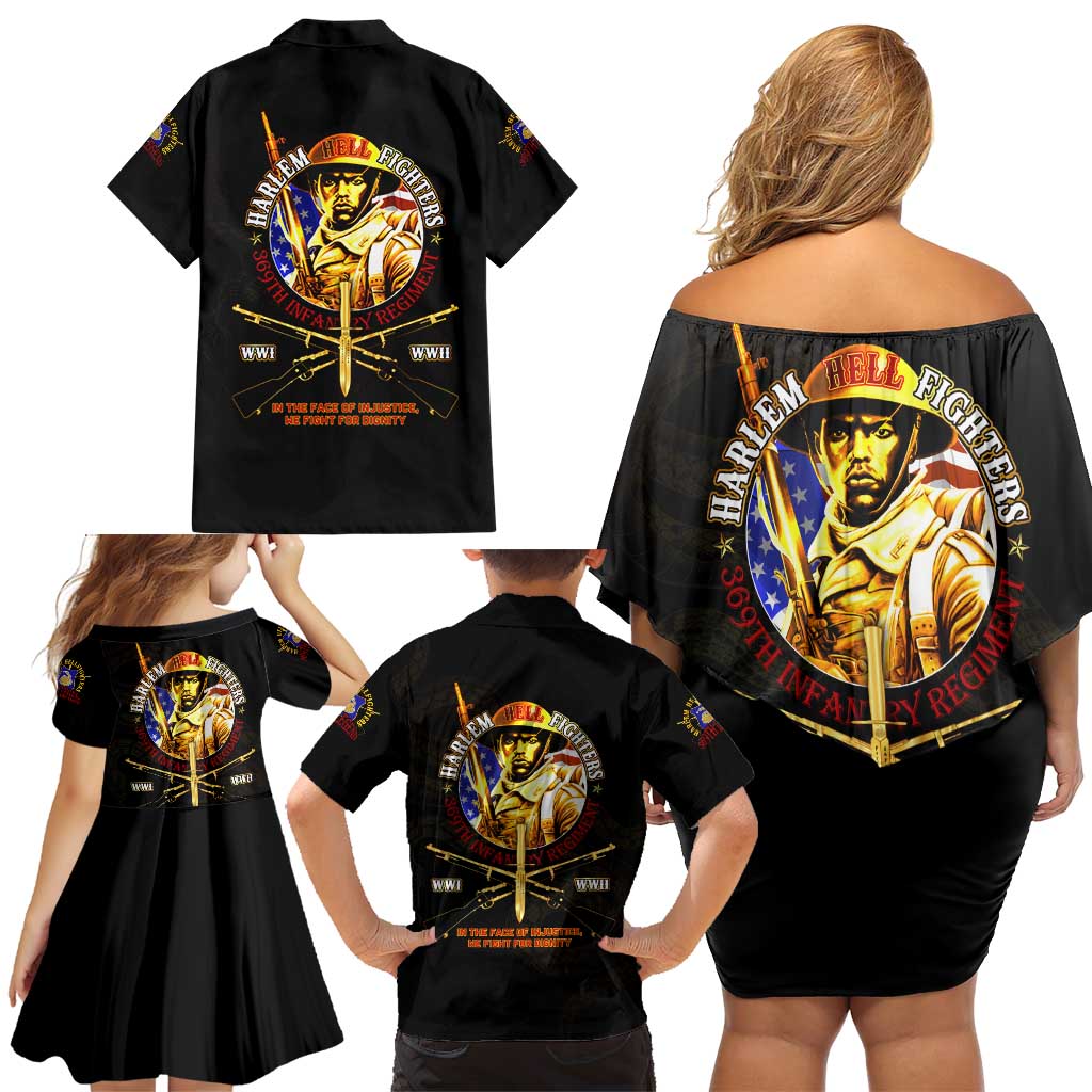 369 – A Symbol Of Valor And Dignity Family Matching Off Shoulder Short Dress and Hawaiian Shirt - Wonder Print Shop