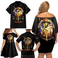 369 – A Symbol Of Valor And Dignity Family Matching Off Shoulder Short Dress and Hawaiian Shirt - Wonder Print Shop