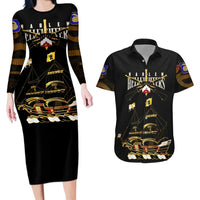 Harlem Hellfighters—First To Fight, First To Lead Couples Matching Long Sleeve Bodycon Dress and Hawaiian Shirt - Wonder Print Shop